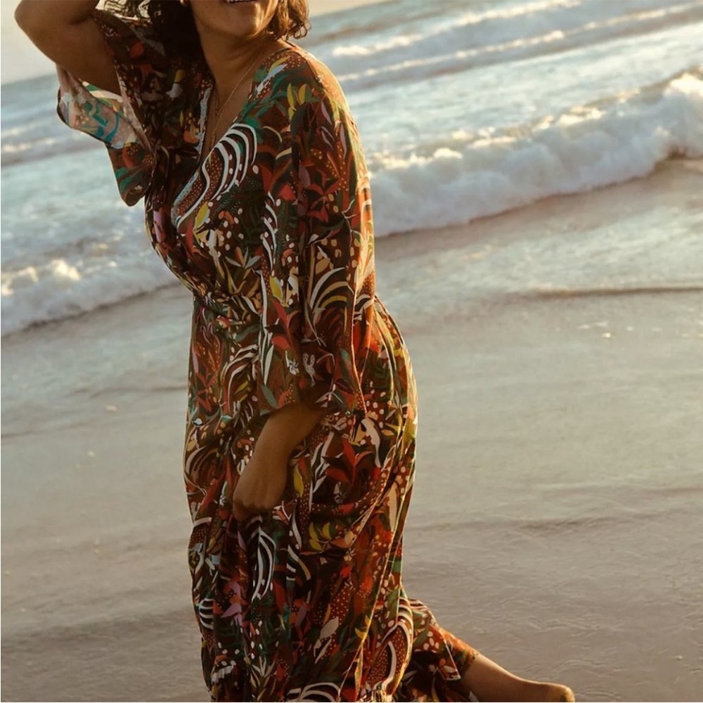Farm Rio x Anthropologie Fiesta Wrap Maxi Dress Size Small - Picture 6 of 16